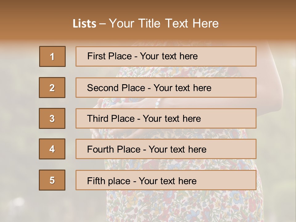 A Pregnant Woman In A Colorful Dress Is Holding Her Belly PowerPoint Template