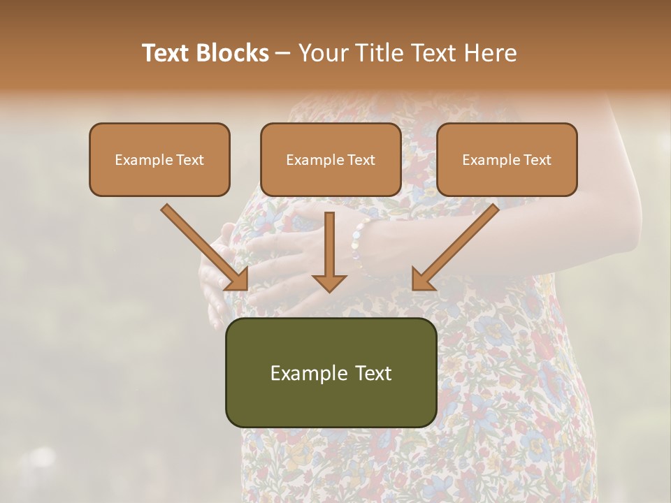 A Pregnant Woman In A Colorful Dress Is Holding Her Belly PowerPoint Template