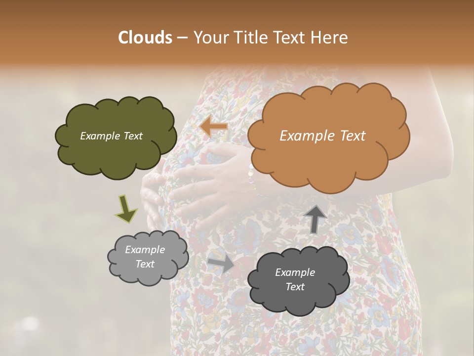 A Pregnant Woman In A Colorful Dress Is Holding Her Belly PowerPoint Template