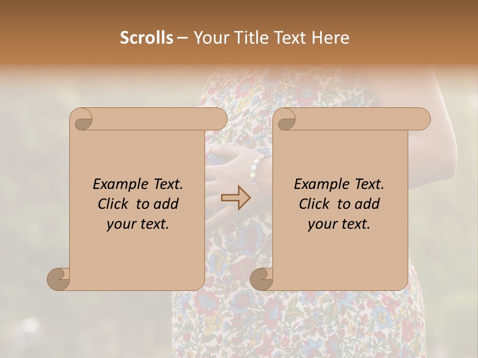 A Pregnant Woman In A Colorful Dress Is Holding Her Belly PowerPoint Template
