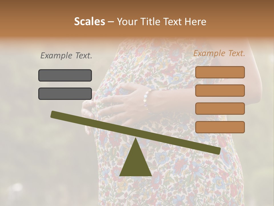 A Pregnant Woman In A Colorful Dress Is Holding Her Belly PowerPoint Template