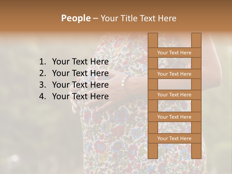 A Pregnant Woman In A Colorful Dress Is Holding Her Belly PowerPoint Template