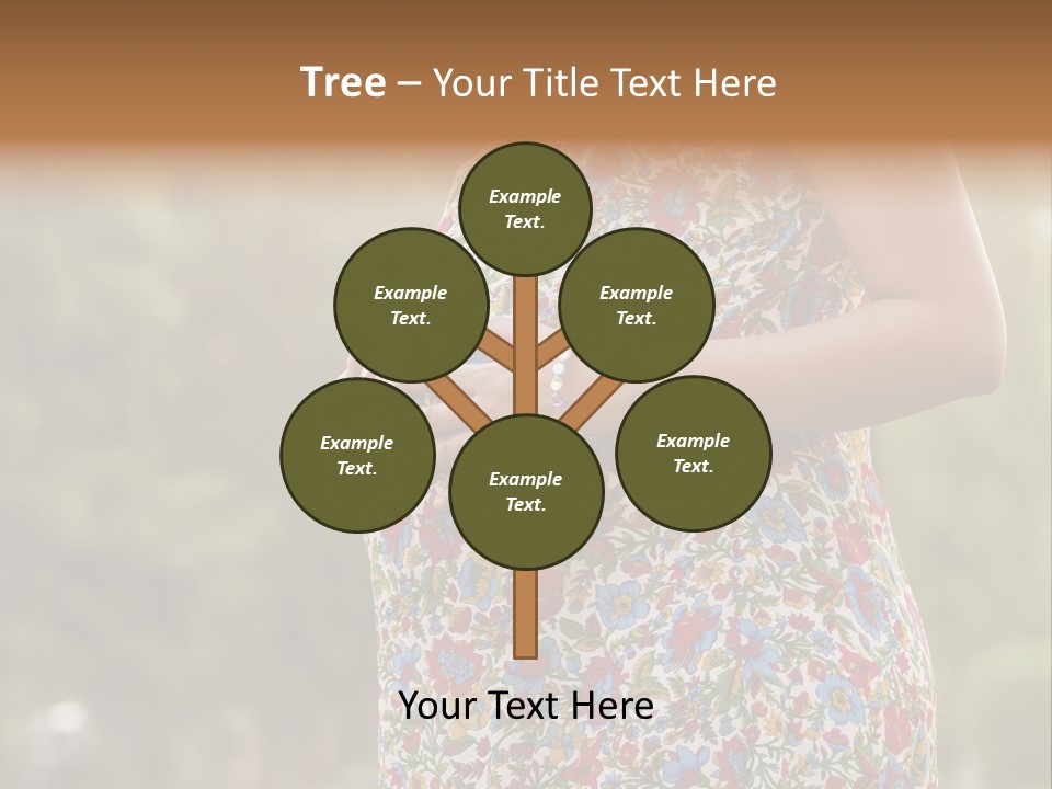 A Pregnant Woman In A Colorful Dress Is Holding Her Belly PowerPoint Template