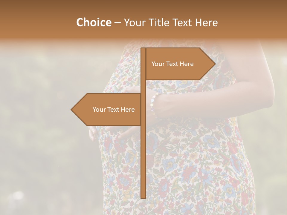 A Pregnant Woman In A Colorful Dress Is Holding Her Belly PowerPoint Template