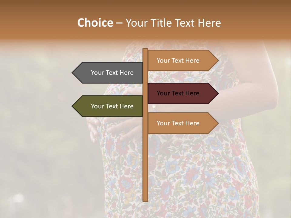 A Pregnant Woman In A Colorful Dress Is Holding Her Belly PowerPoint Template