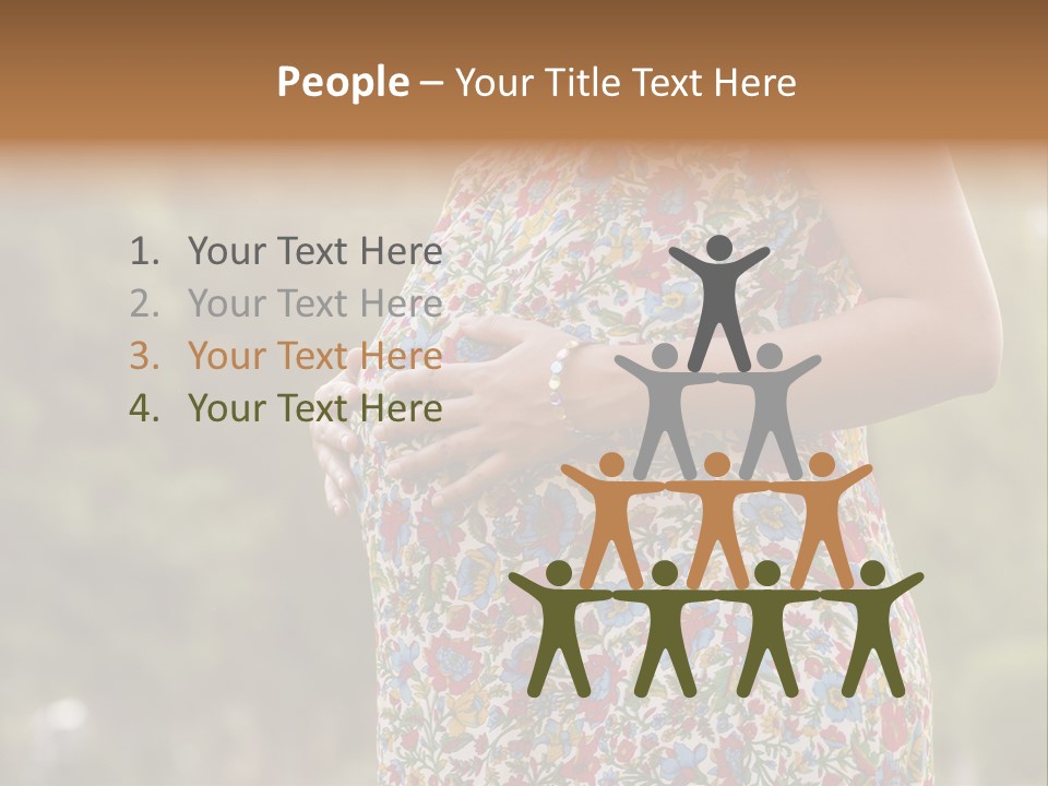 A Pregnant Woman In A Colorful Dress Is Holding Her Belly PowerPoint Template