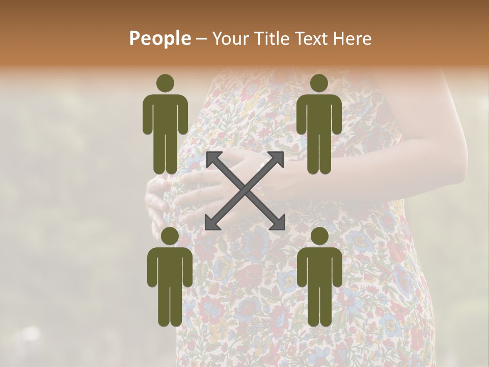 A Pregnant Woman In A Colorful Dress Is Holding Her Belly PowerPoint Template