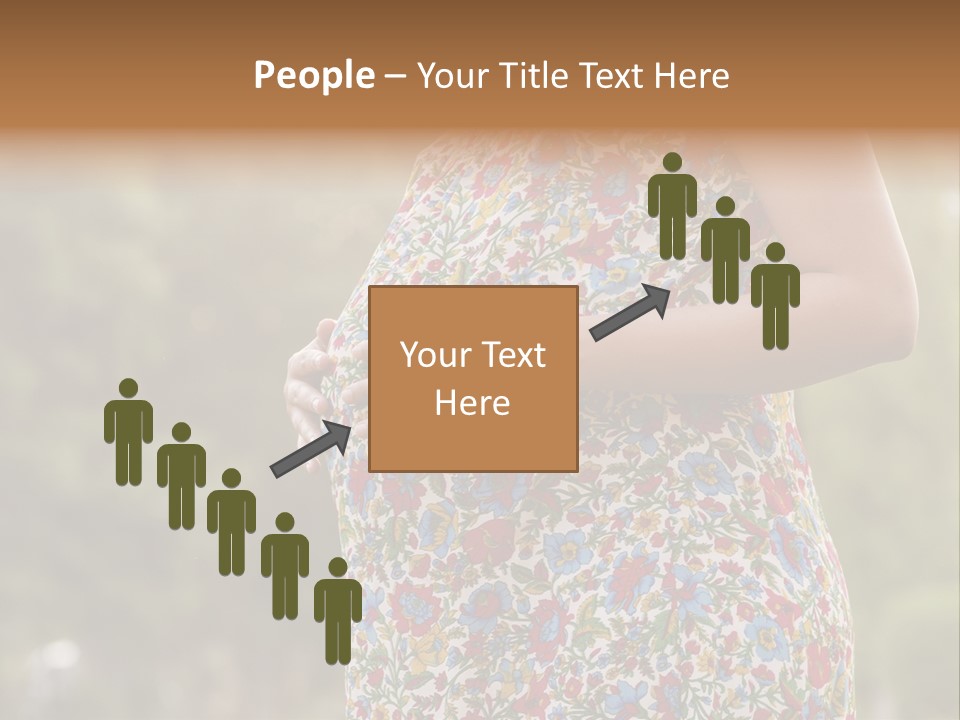 A Pregnant Woman In A Colorful Dress Is Holding Her Belly PowerPoint Template
