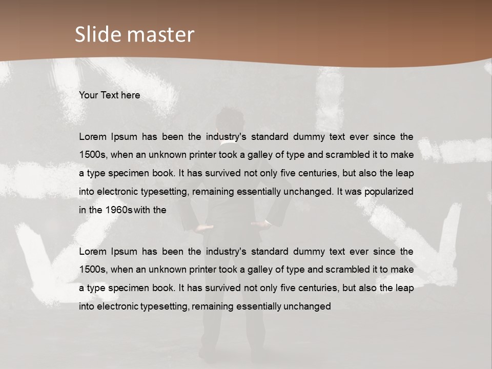 A Man Standing In Front Of A Wall With Arrows Drawn On It PowerPoint Template