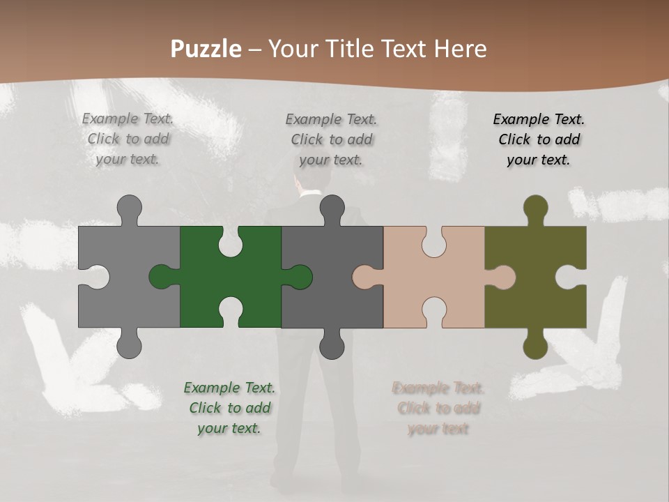 A Man Standing In Front Of A Wall With Arrows Drawn On It PowerPoint Template