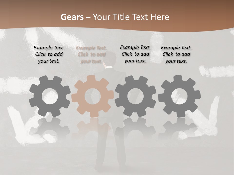 A Man Standing In Front Of A Wall With Arrows Drawn On It PowerPoint Template