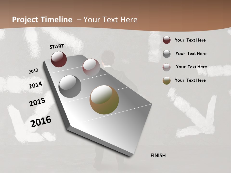 A Man Standing In Front Of A Wall With Arrows Drawn On It PowerPoint Template