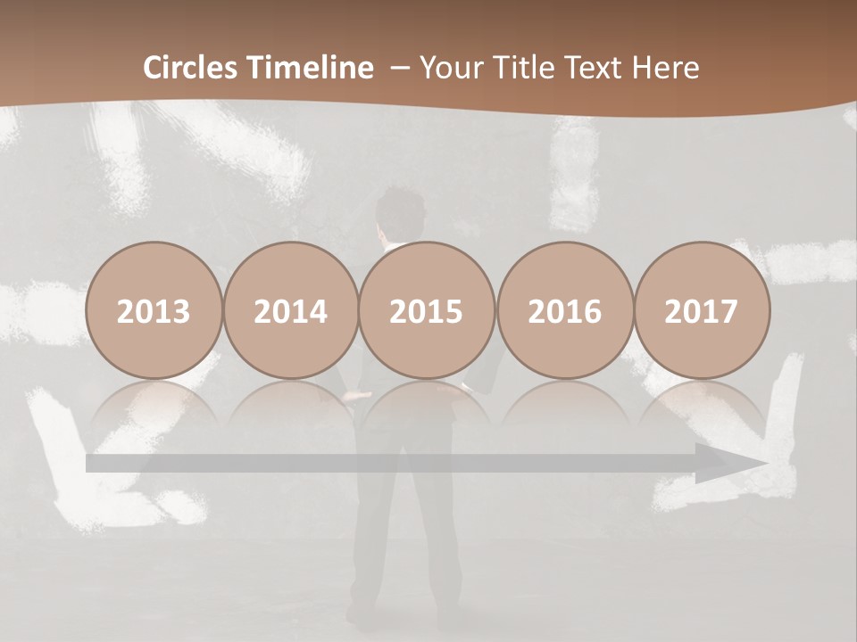 A Man Standing In Front Of A Wall With Arrows Drawn On It PowerPoint Template