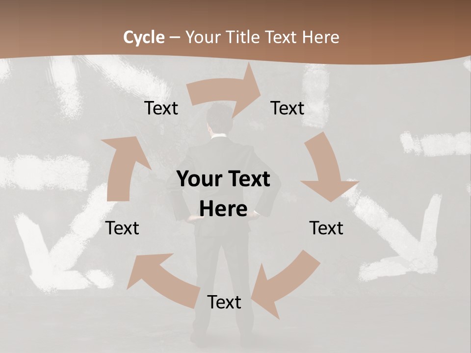 A Man Standing In Front Of A Wall With Arrows Drawn On It PowerPoint Template