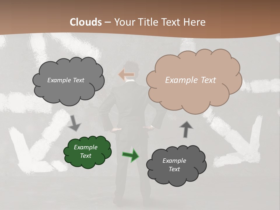 A Man Standing In Front Of A Wall With Arrows Drawn On It PowerPoint Template