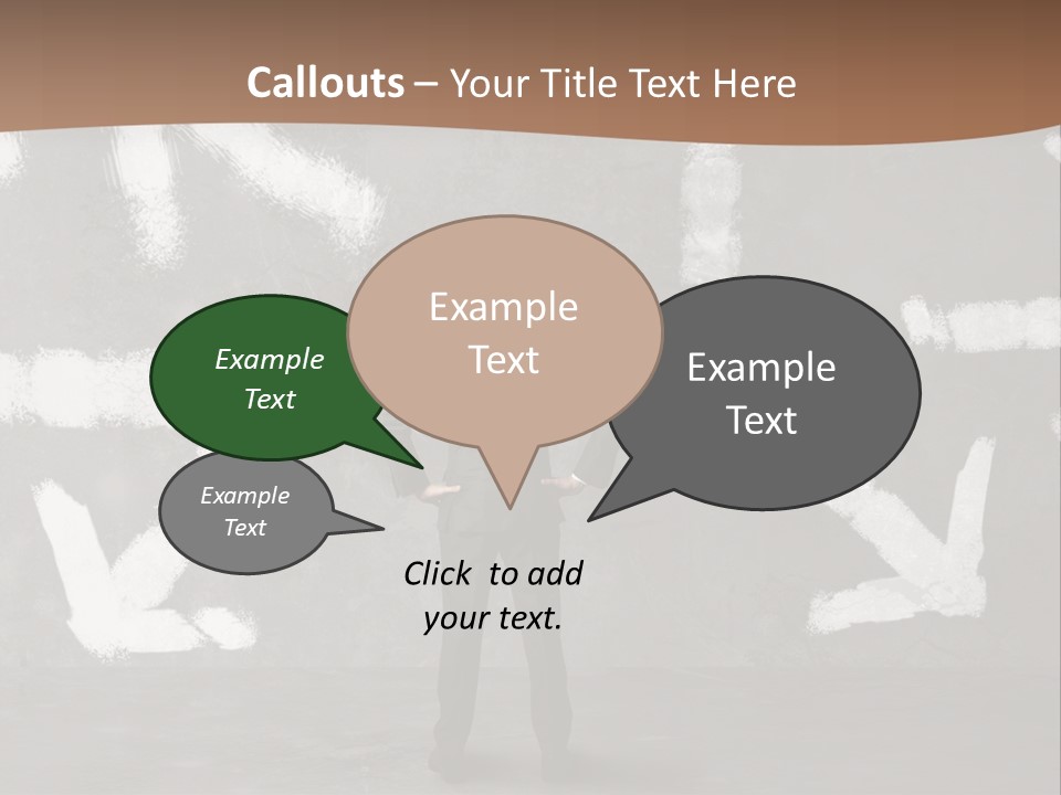 A Man Standing In Front Of A Wall With Arrows Drawn On It PowerPoint Template