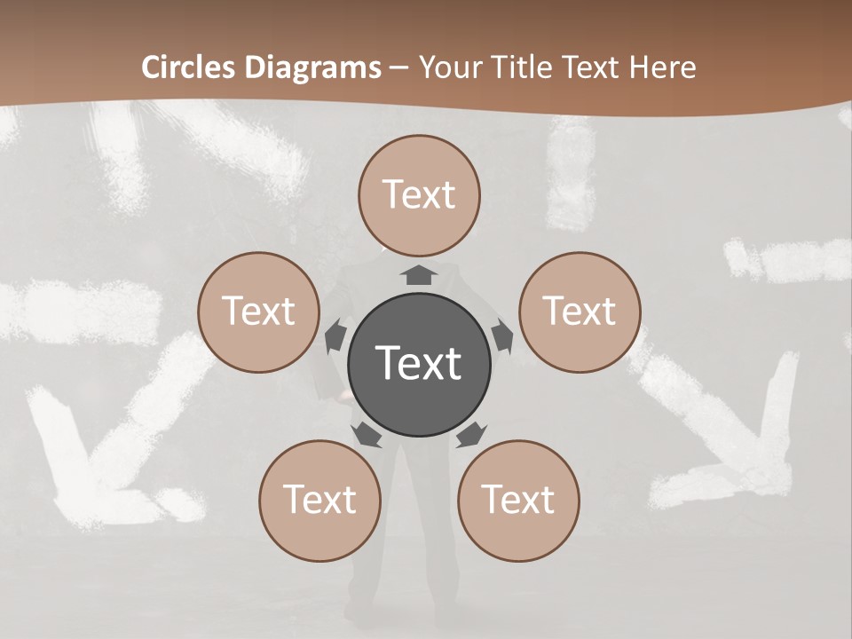 A Man Standing In Front Of A Wall With Arrows Drawn On It PowerPoint Template