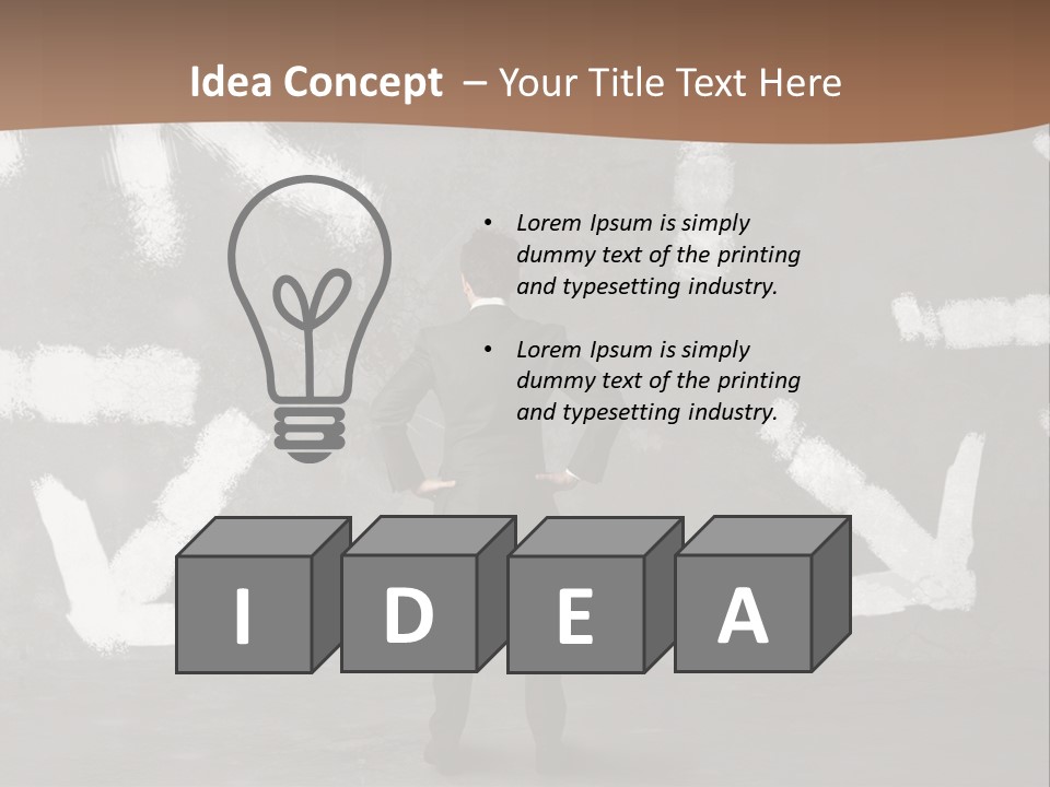 A Man Standing In Front Of A Wall With Arrows Drawn On It PowerPoint Template