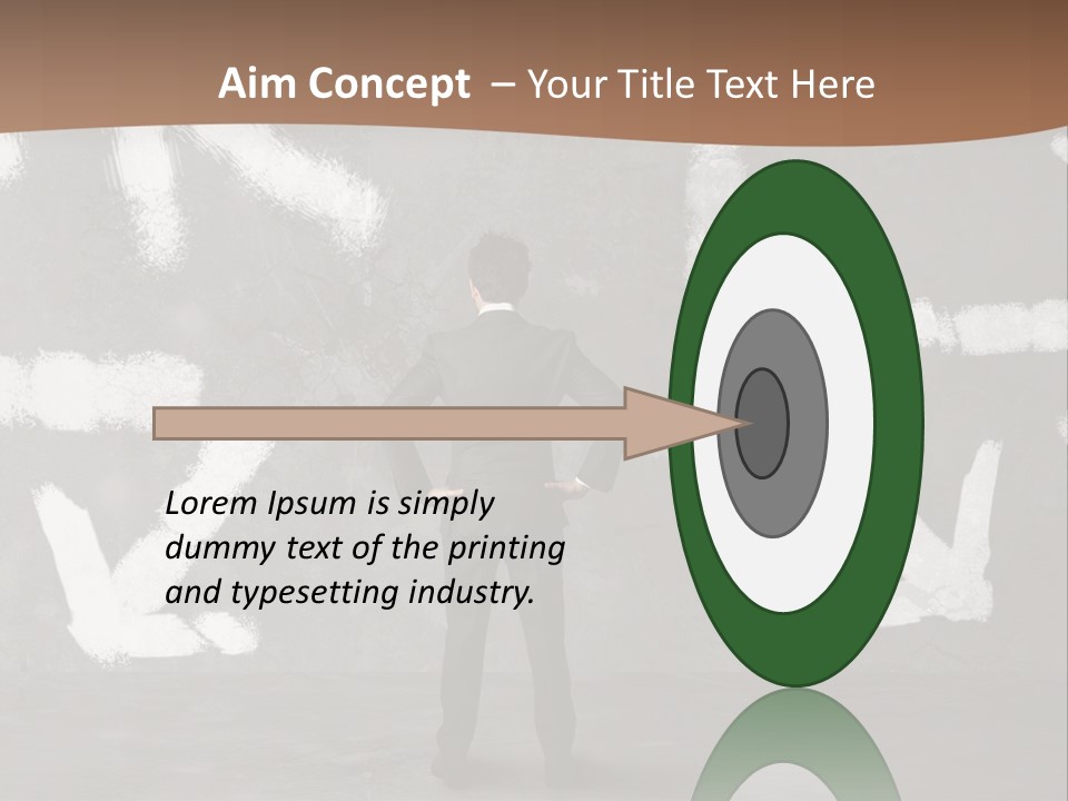 A Man Standing In Front Of A Wall With Arrows Drawn On It PowerPoint Template