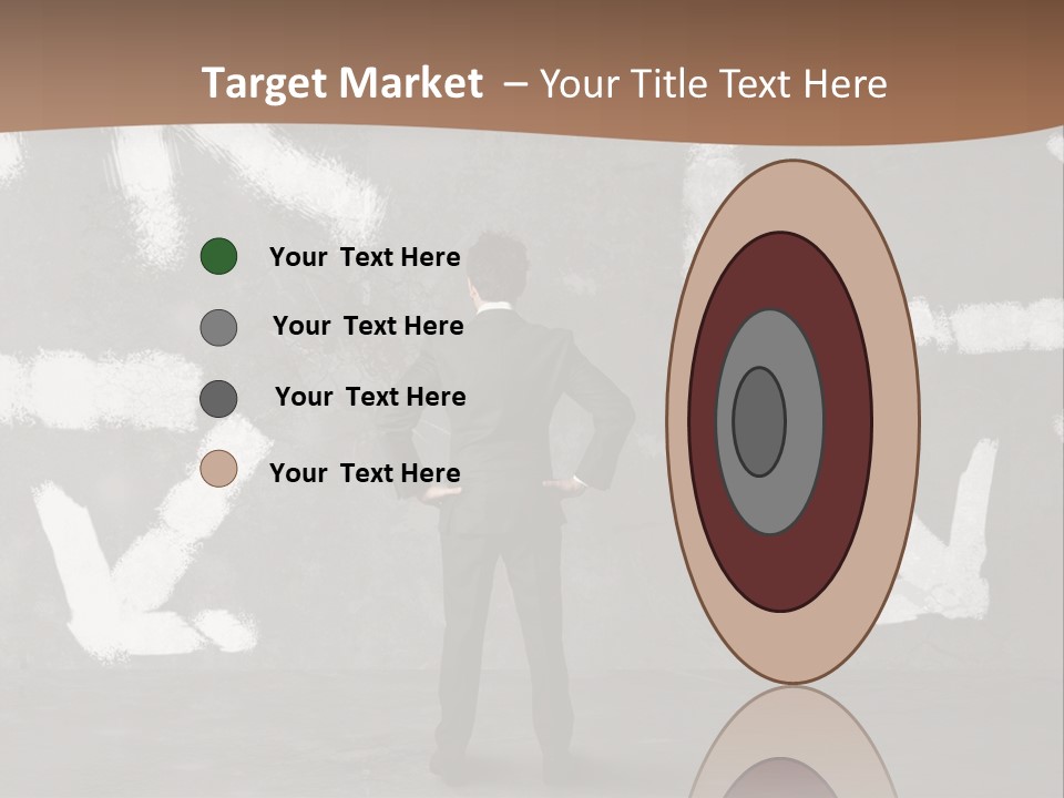 A Man Standing In Front Of A Wall With Arrows Drawn On It PowerPoint Template