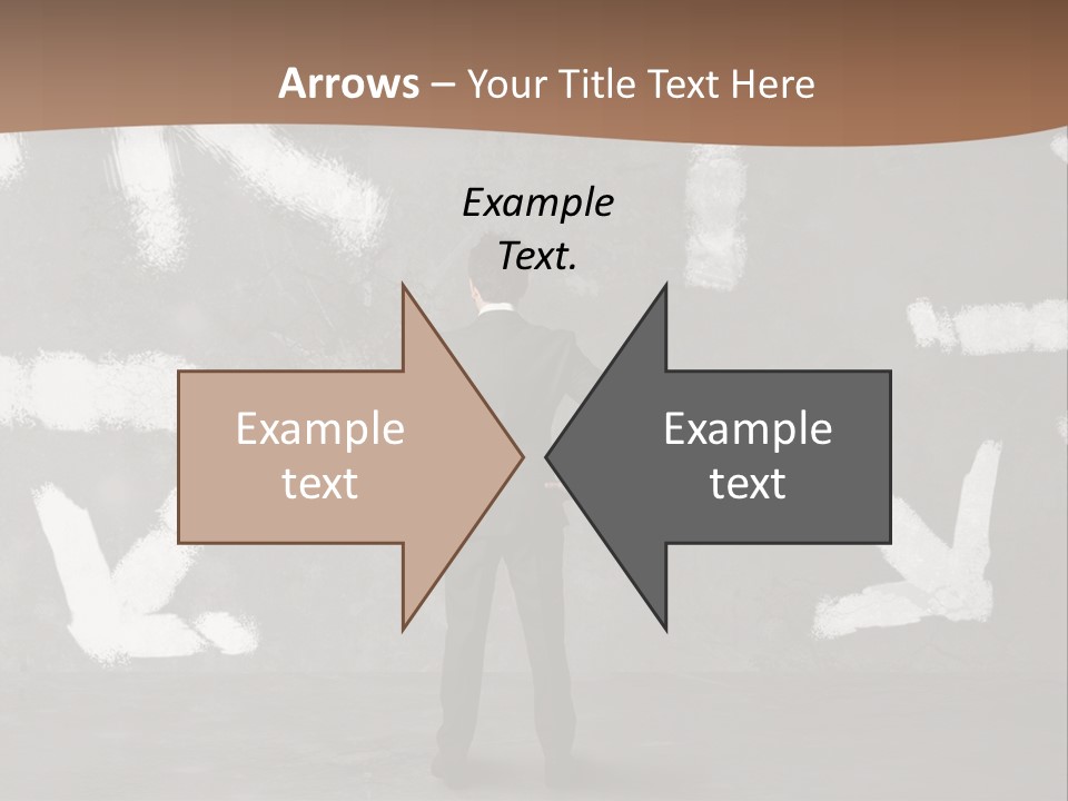 A Man Standing In Front Of A Wall With Arrows Drawn On It PowerPoint Template
