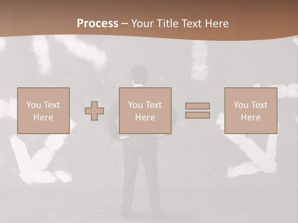 A Man Standing In Front Of A Wall With Arrows Drawn On It PowerPoint Template