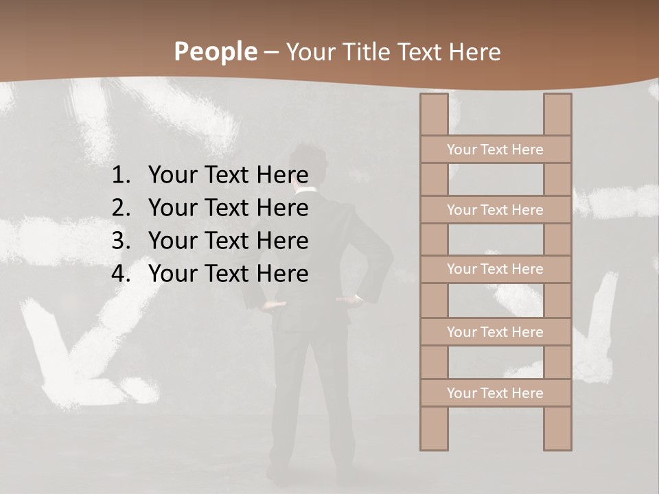 A Man Standing In Front Of A Wall With Arrows Drawn On It PowerPoint Template
