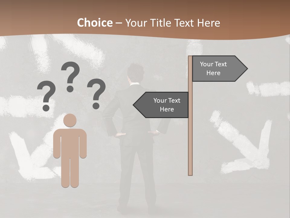 A Man Standing In Front Of A Wall With Arrows Drawn On It PowerPoint Template