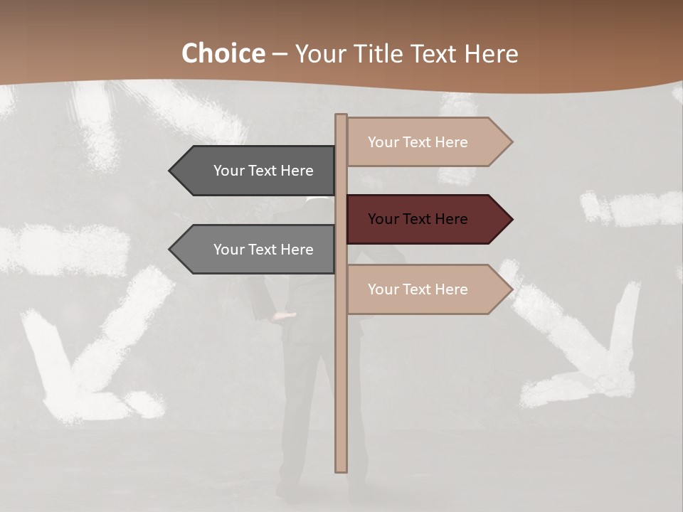 A Man Standing In Front Of A Wall With Arrows Drawn On It PowerPoint Template
