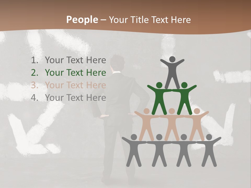 A Man Standing In Front Of A Wall With Arrows Drawn On It PowerPoint Template