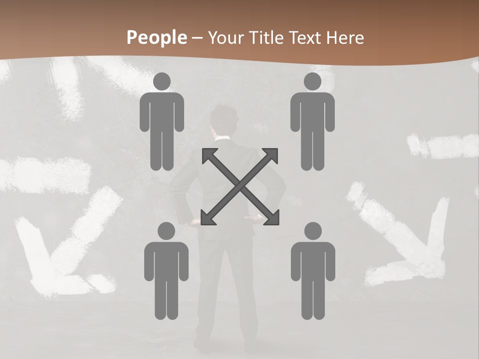 A Man Standing In Front Of A Wall With Arrows Drawn On It PowerPoint Template