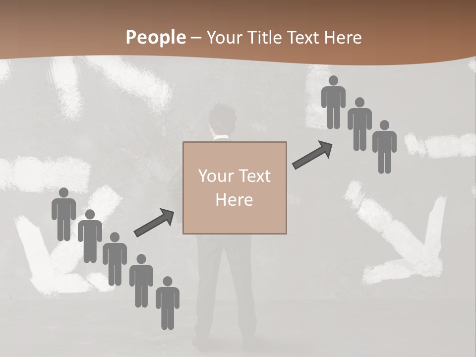 A Man Standing In Front Of A Wall With Arrows Drawn On It PowerPoint Template