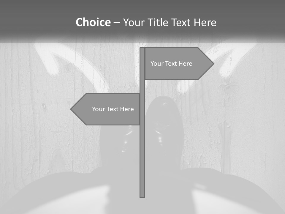 A Person Standing In Front Of A Wall With An Arrow Drawn On It PowerPoint Template