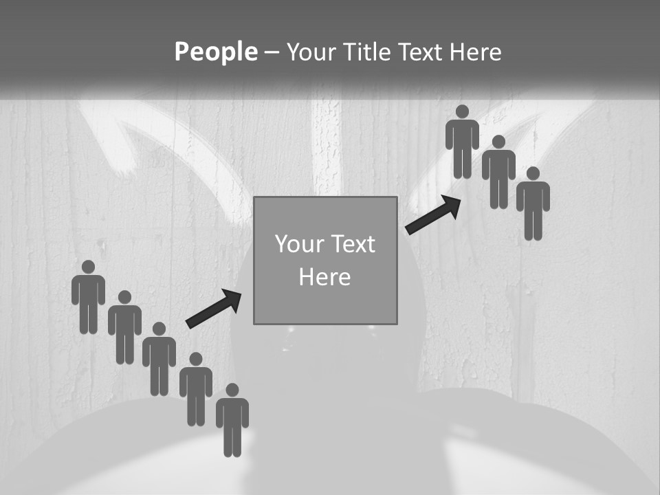 A Person Standing In Front Of A Wall With An Arrow Drawn On It PowerPoint Template