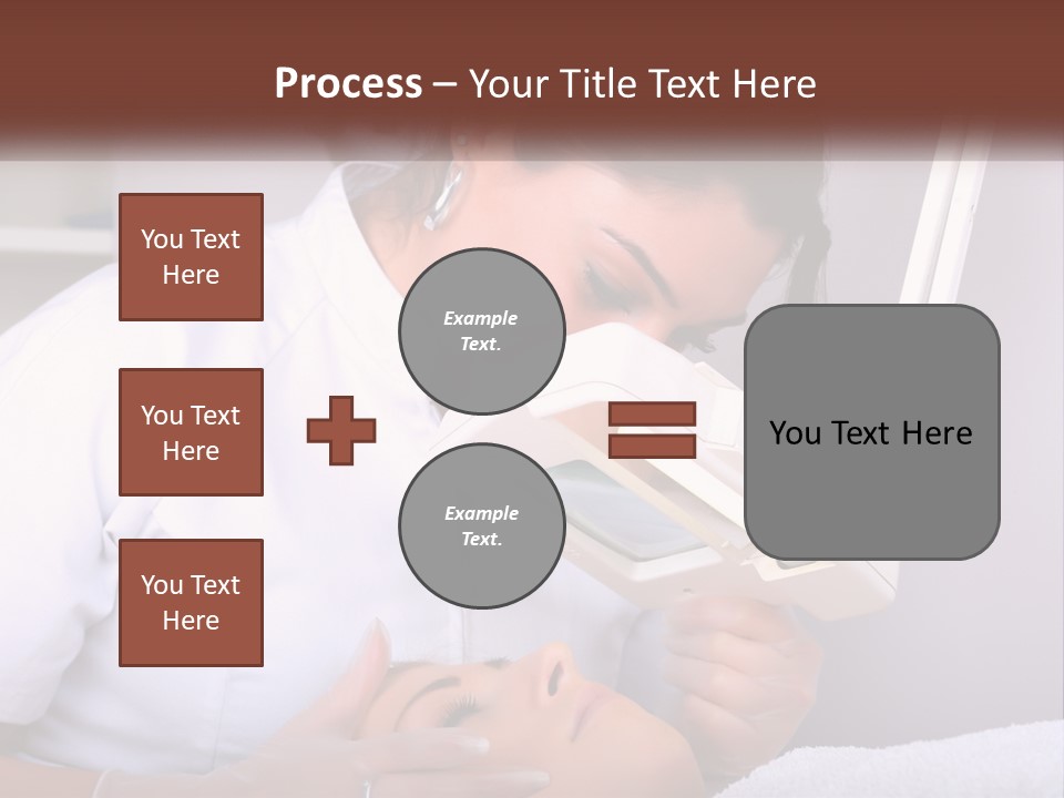 A Woman In A White Lab Coat Is Looking Through A Microscope PowerPoint Template