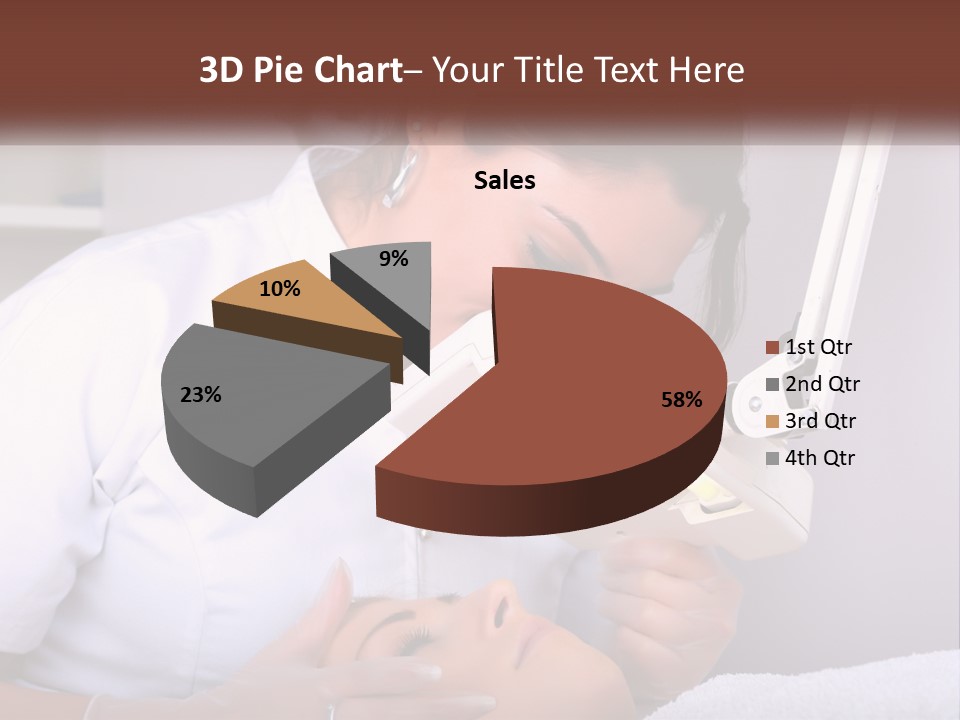 A Woman In A White Lab Coat Is Looking Through A Microscope PowerPoint Template