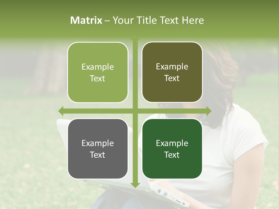 A Woman Sitting In The Grass Using A Laptop Computer PowerPoint Template