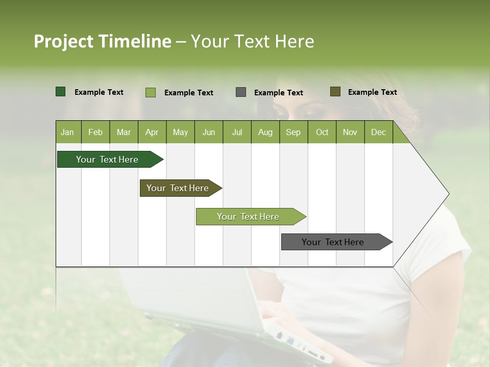 A Woman Sitting In The Grass Using A Laptop Computer PowerPoint Template