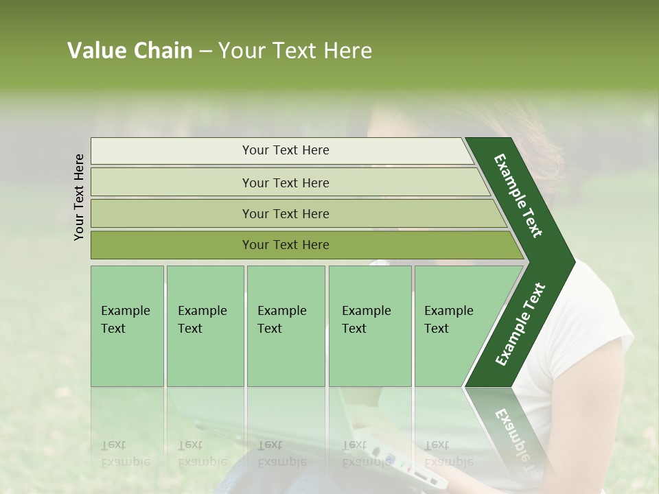 A Woman Sitting In The Grass Using A Laptop Computer PowerPoint Template