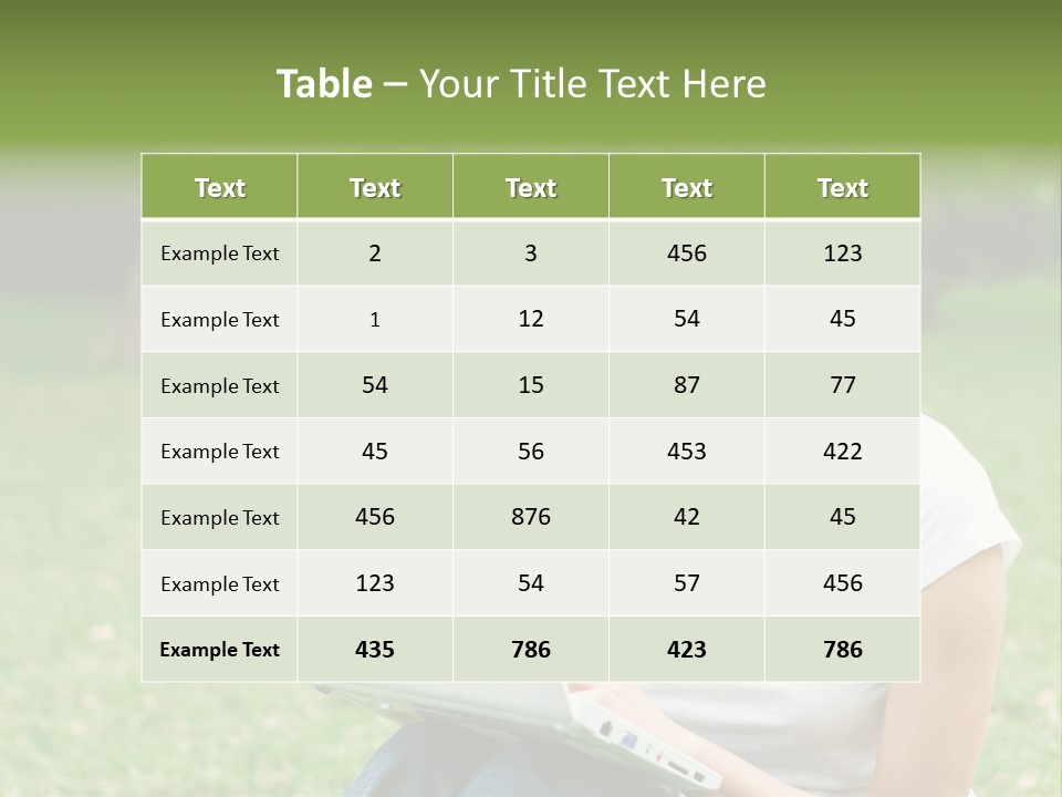 A Woman Sitting In The Grass Using A Laptop Computer PowerPoint Template