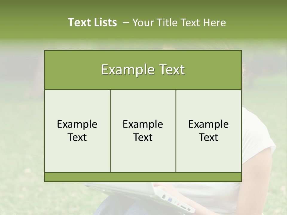 A Woman Sitting In The Grass Using A Laptop Computer PowerPoint Template