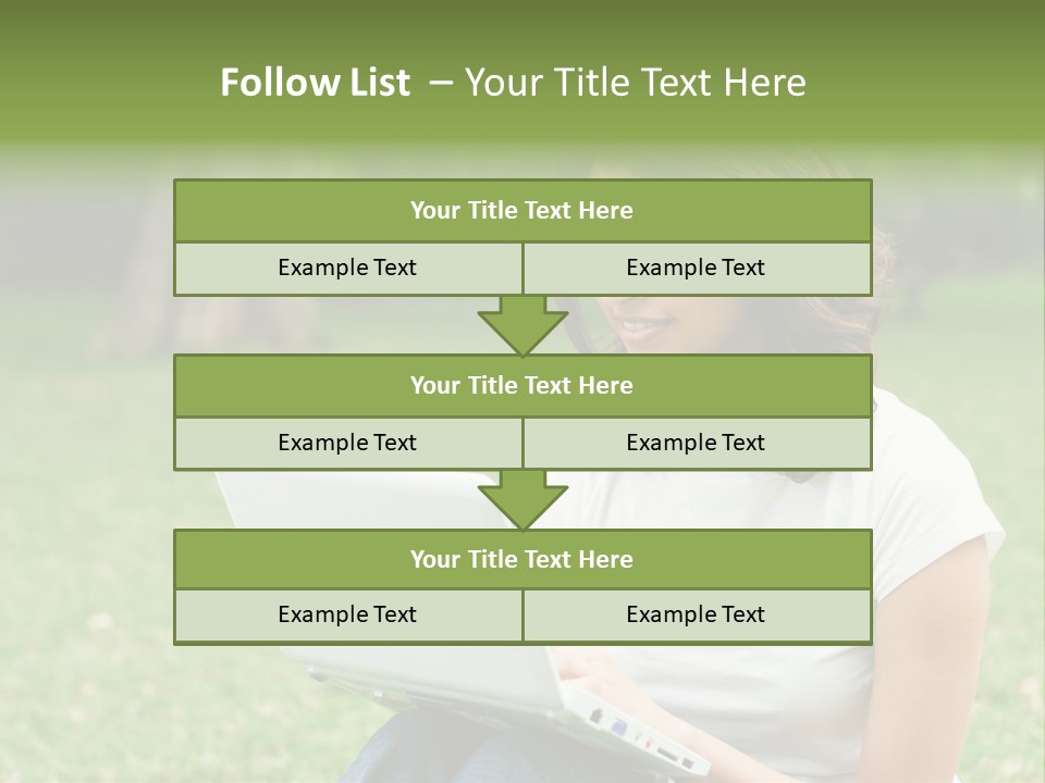 A Woman Sitting In The Grass Using A Laptop Computer PowerPoint Template
