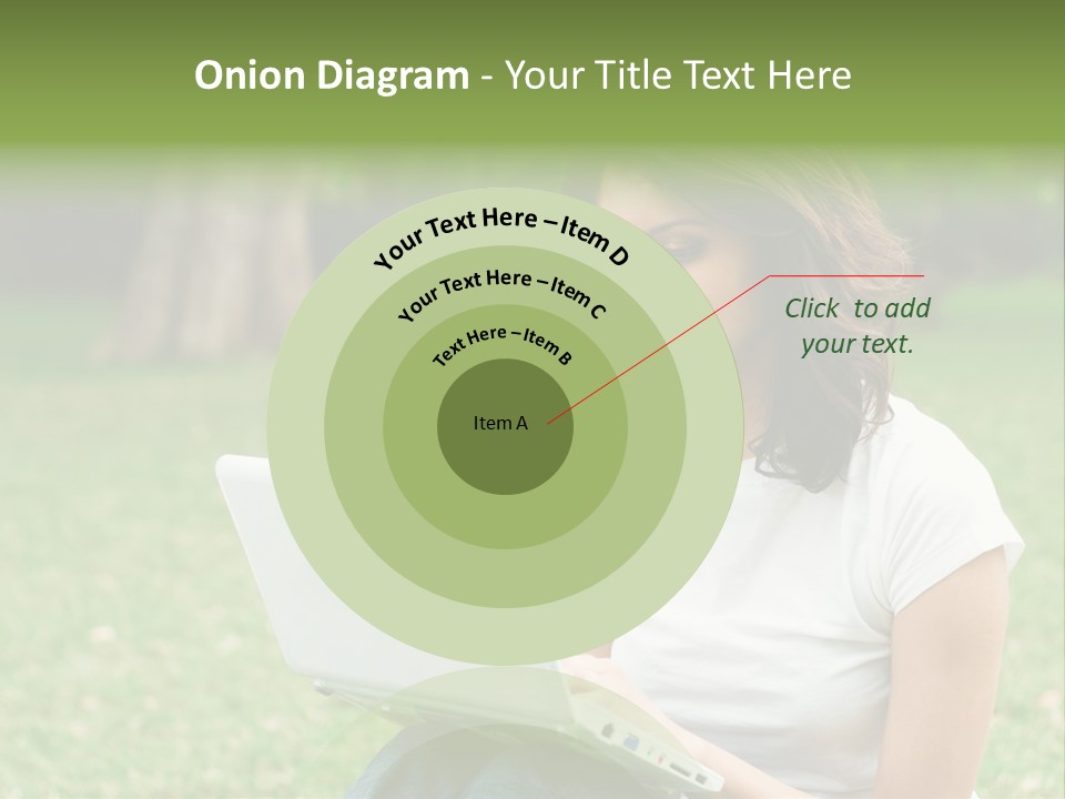 A Woman Sitting In The Grass Using A Laptop Computer PowerPoint Template