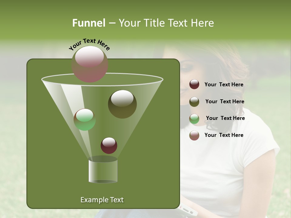 A Woman Sitting In The Grass Using A Laptop Computer PowerPoint Template