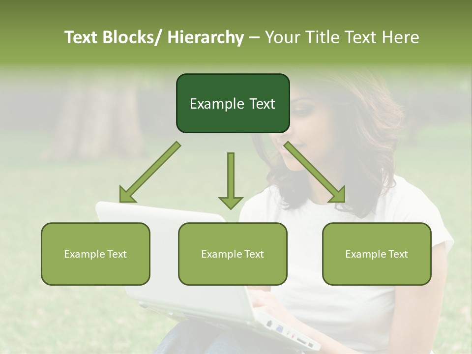 A Woman Sitting In The Grass Using A Laptop Computer PowerPoint Template