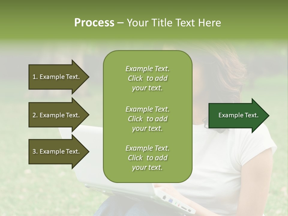 A Woman Sitting In The Grass Using A Laptop Computer PowerPoint Template