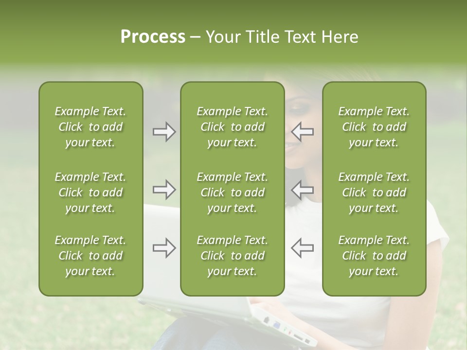 A Woman Sitting In The Grass Using A Laptop Computer PowerPoint Template