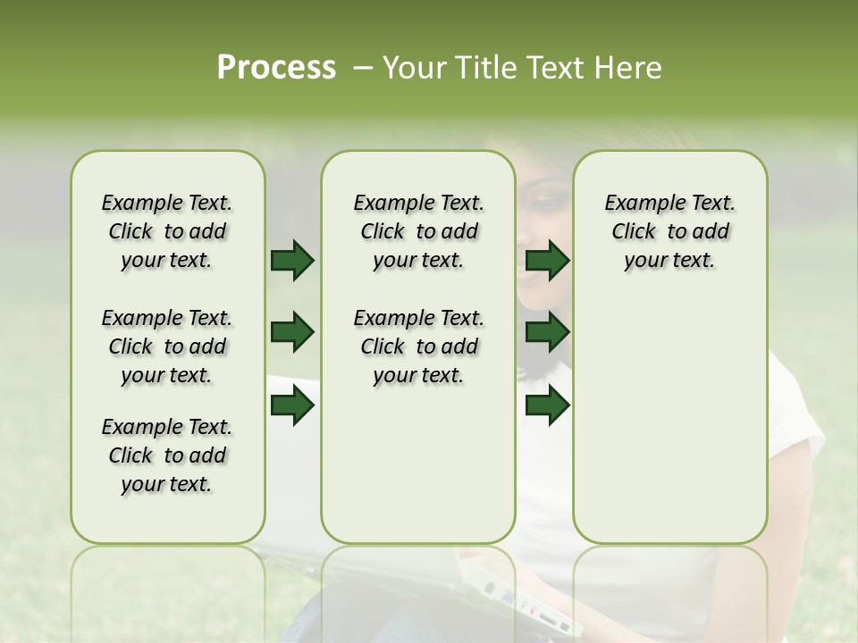 A Woman Sitting In The Grass Using A Laptop Computer PowerPoint Template