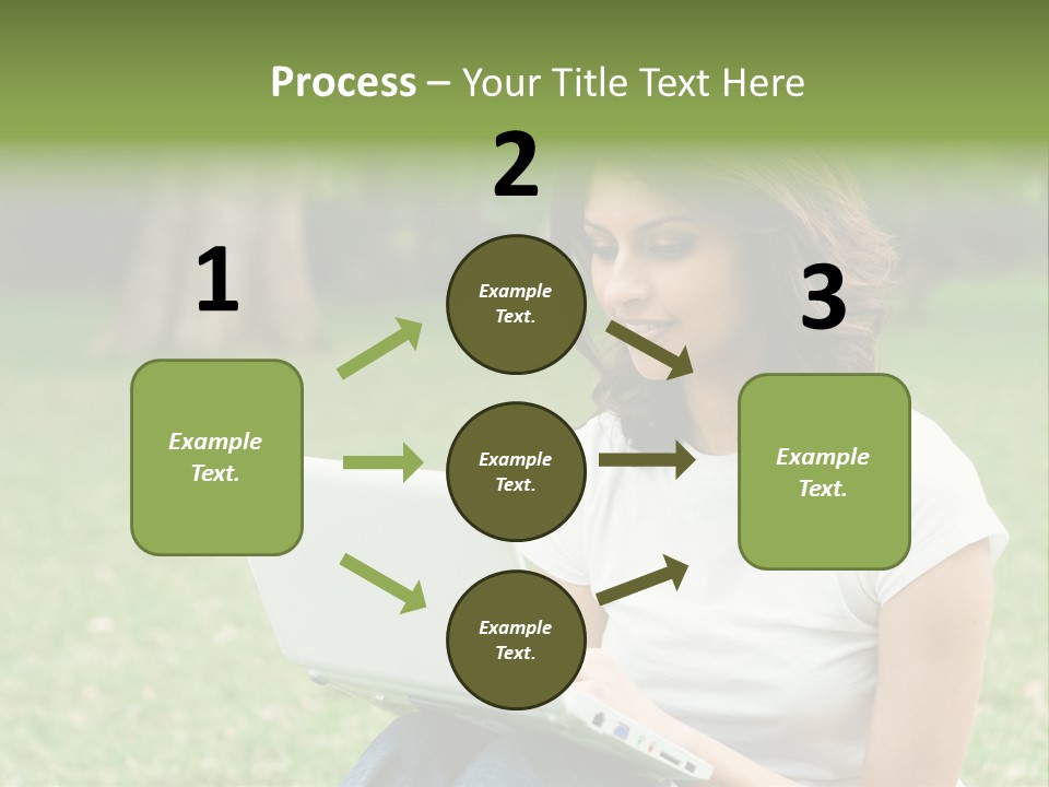 A Woman Sitting In The Grass Using A Laptop Computer PowerPoint Template