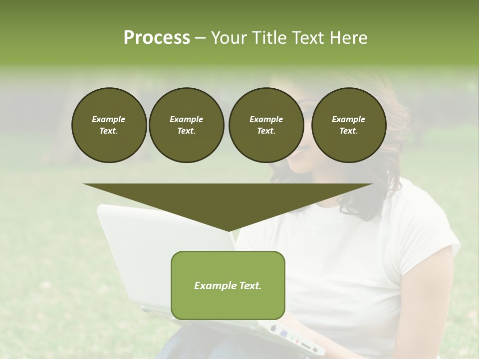 A Woman Sitting In The Grass Using A Laptop Computer PowerPoint Template